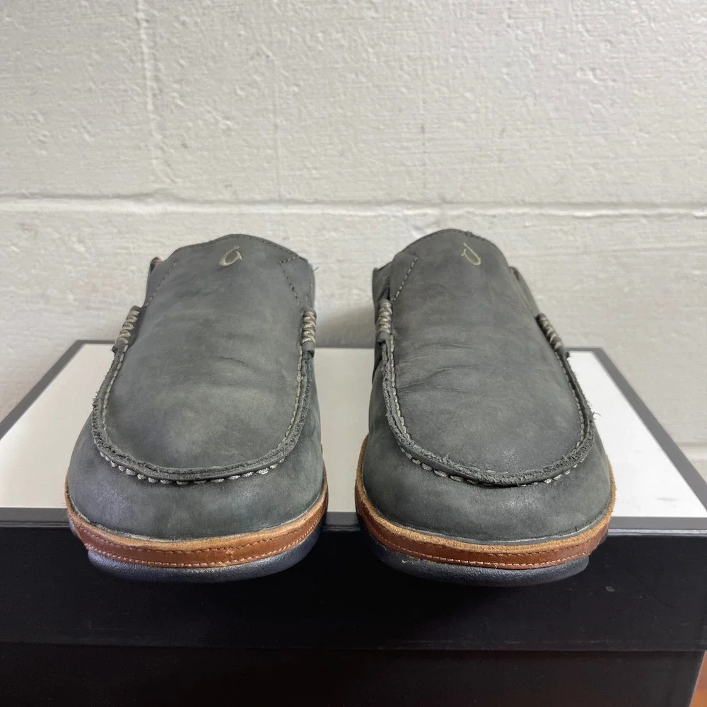 OluKai‎ Moloa 10128-4033 Black Leather Loafers Slip On Men's 11.5 US/44.5 EU